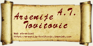 Arsenije Tovitović vizit kartica